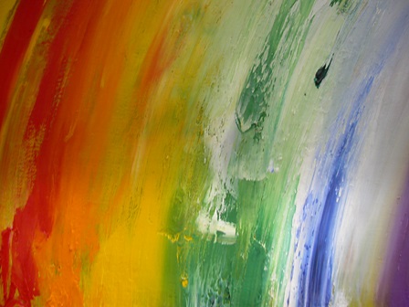 Verfoppervlak van Untitled ter hoogte van de regenboog.